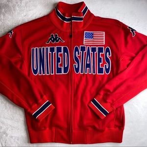 Kappa Track Jacket Red w/ United States Sz Medium